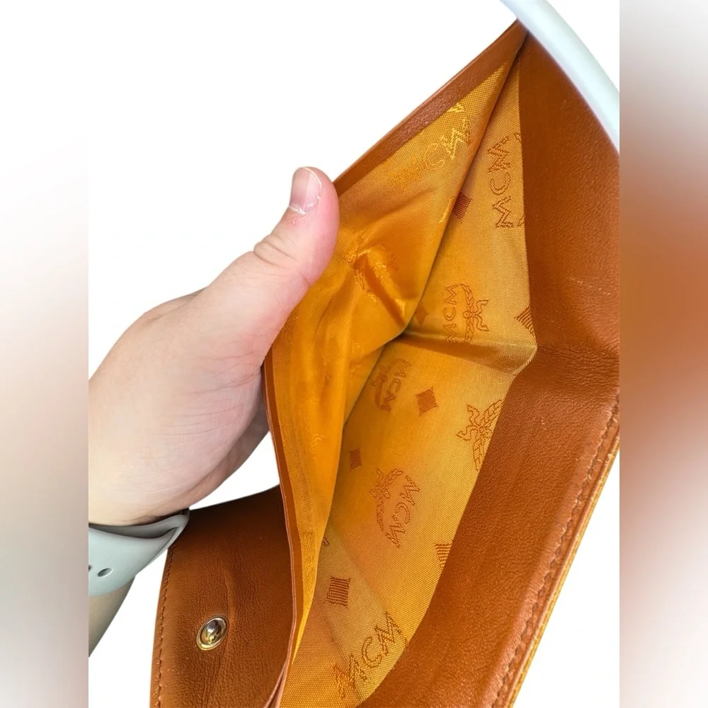 MCM Cognac Visetos Trifold Wallet